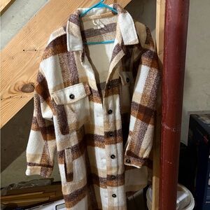 Maurices Brown and Cream Plaid womens Jacket